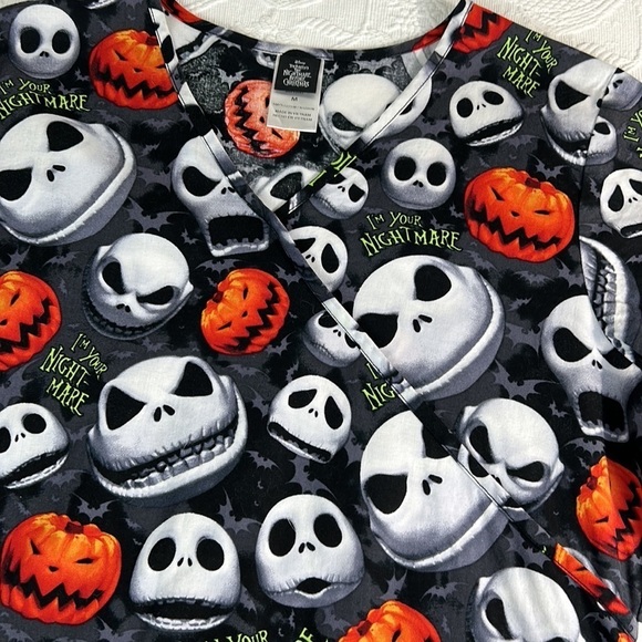 Disney Nightmare Before Christmas Jack Skellington Scrub Top Size Medium - Picture 6 of 7